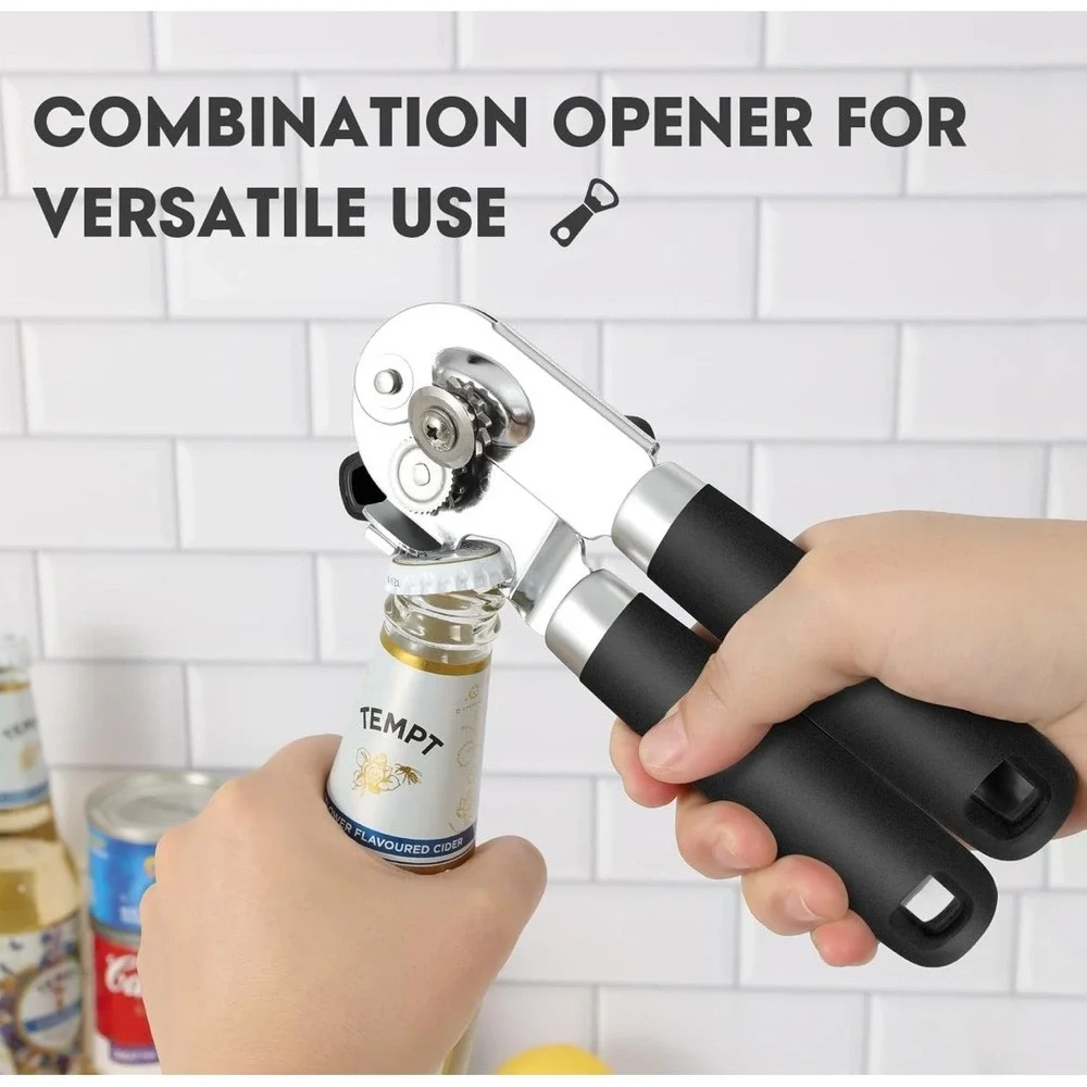New UHIYEE Hand Held Can Opener Heavy Duty with Magnetic Lid Lifter Black 1285Rk